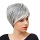 thumbnail image 4 of peluca de cabello corto y para damas con flequillo oblicuo Resistente al calor con gorra de red, 4 of 9