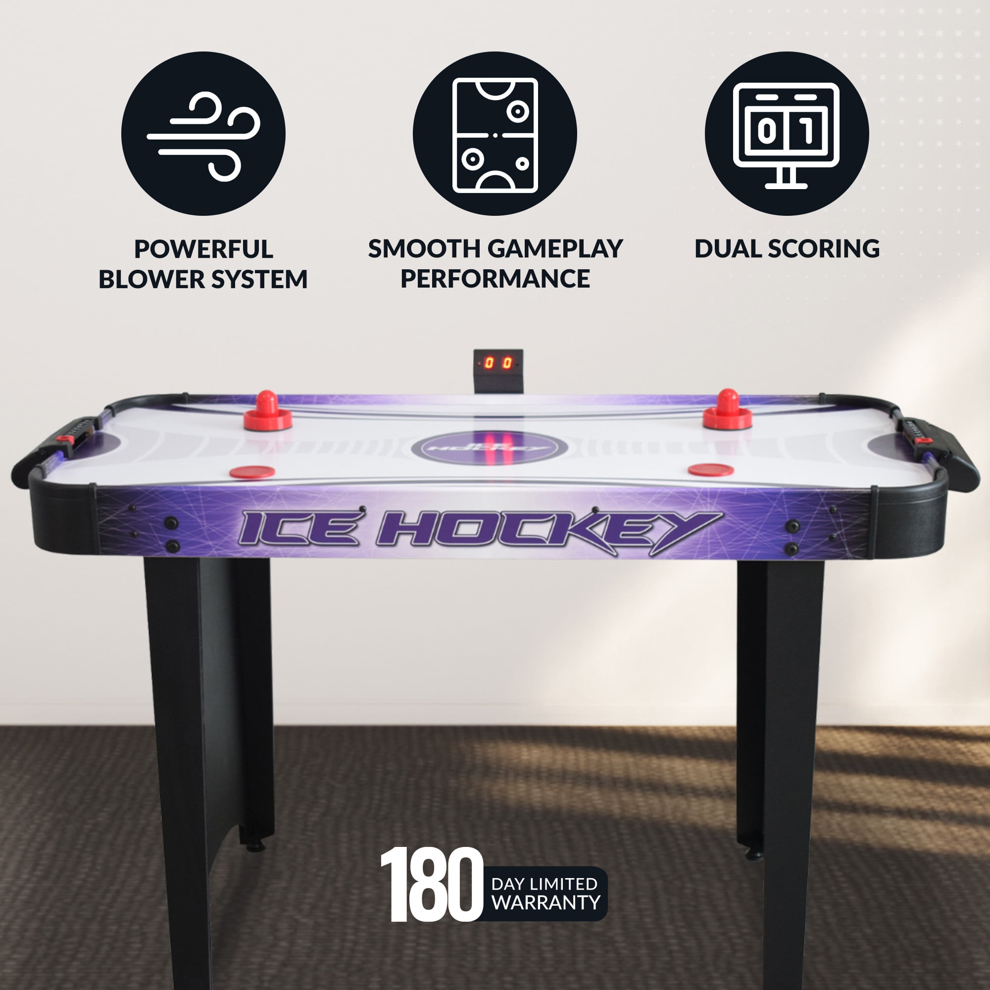 Hathaway Hat Trick Air Hockey Table, 4-tt, Purple/Black