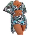 thumbnail image 2 of Delliss Womens 3 Pieces Bikini Set Fashion Print Drawstring Swimsuit Beach Cover up Swimwear Bathing Suit With Shorts, 2 of 8