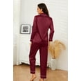 thumbnail image 2 of U2SKIIN Women Silk Button Down Pajamas Set, Long Sleeve Satin Pajamas Sleepwear Pjs Set,(Burgundy,S), 2 of 5