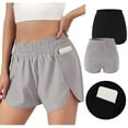 thumbnail image 4 of 2Pcs Women Athletic Shorts Running Solid Color Workout Elastic Waist Pants Shorts Comfy Gym Activewear Lounge Shorts With Pockets, 4 of 4