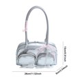 thumbnail image 2 of Bolso de hombro Mujeres Bow PU Lace de cuero Axila Bowknot Boston Plata, 2 of 9
