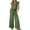 Green, variant on Wyobmus Wide Leg Jumpsuits for Women 2025 Summer Outfit Rompers Ruffle Cap Sleeves Crew Neck Rompers Drawstring Pleated Overalls With Pockets Beige