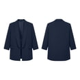 thumbnail image 4 of Plus Size Blazer For Women, 3/4 Sleeve Lapel Jacket With Padded Shoulders & Pockets, Lined Casual Office Suit Jacket, Professional Work Wear Navy 3XL, 4 of 8