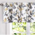 thumbnail image 2 of DriftAway Ryan Sketch Flower Floral Branch Leaves Lined Thermal Insulated Window Curtain Valance Rod Pocket 52 Inch by 18 Inch Plus 2 Inch Header Yellow Gray 1 Pack, 2 of 6