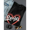 thumbnail image 3 of Heart Breaker Heart Design Women Black T-Shirt, Female Small, 3 of 4