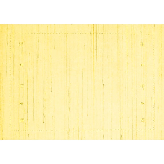 Ahgly Company Machine Washable Indoor Rectangle Solid Yellow Modern Area Rugs, 5' x 7'