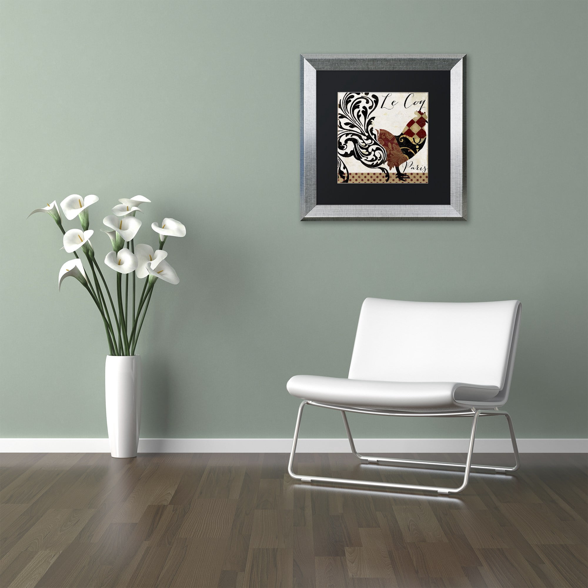 Trademark Fine Art "Roosters of Paris II" Canvas Art by Color Bakery Black Matte, Silver Frame