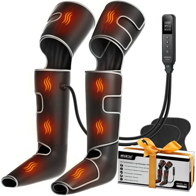 CINCOM Masseur de Jambes avec Chaleur pour la Circulation, Bottes de Compression pour Jambes et Pieds pour Relaxation et Récupération des Muscles des Mollets et des Cuisses, Argent