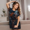 thumbnail image 3 of Naloa Blue and Red Roses Artwork Print Women Nightgowns,Womens Loungewear,Short Sleeve Sleepwear,Comfy Ladies Nightdress, 3 of 6