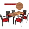 thumbnail image 2 of Demifill 7Pcs Patio Rattan Cushioned Dining Set with Umbrella Hole, Patio Dining Set with 6 Sturdy and Portable Armchairs and A Table, Dining Set for Outdoor, Red, 2 of 6