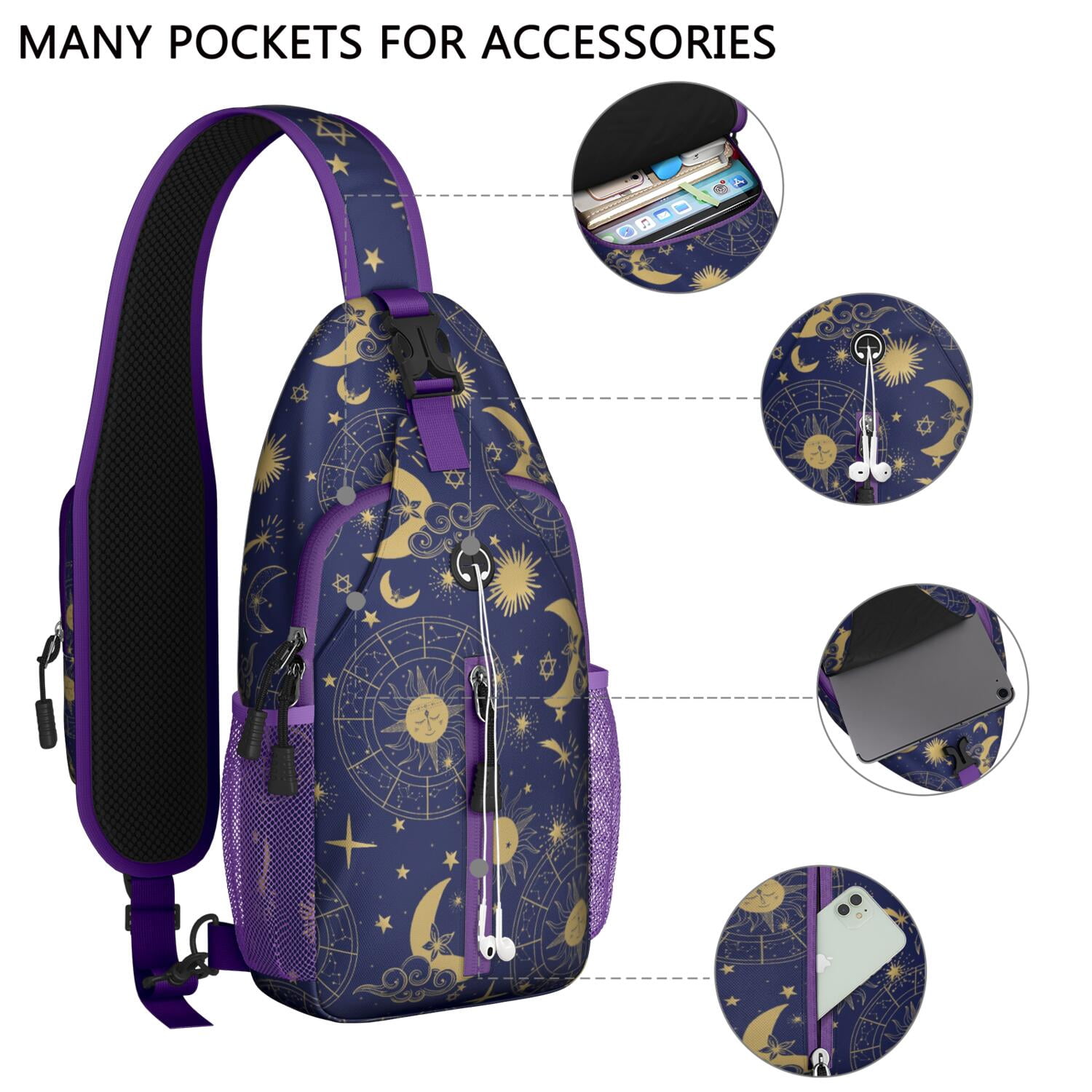 Goth Retro Sling Backpack Crossbody Daypack Adjustable Strap Casual Travel Gothic Inspired Waterproof Sling Bag - Multi-functional  main image 4