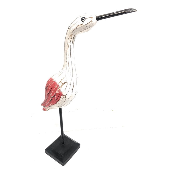 Decorative Egret Bird 14" Wooden - Nautical Accent | #ort1705234r
