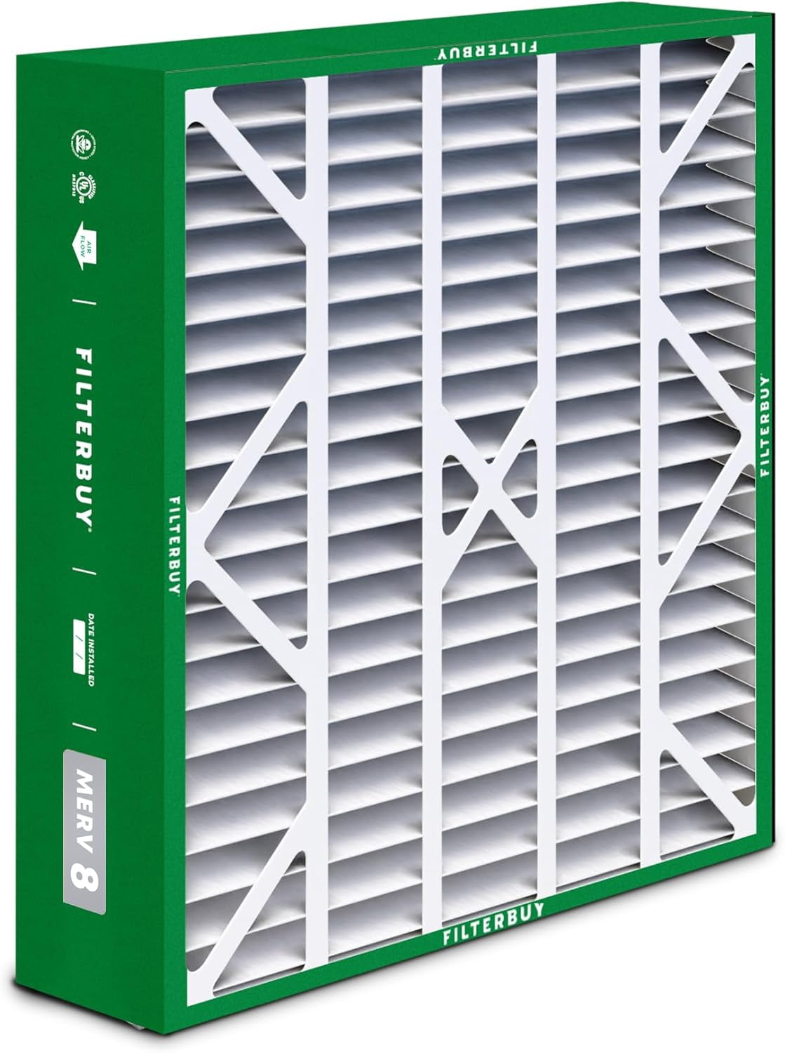 Filterbuy 20x25x6 Air Filter MERV 8 Dust Defense, Pleated HVAC AC Furnace Filter Replacement for Aprilaire Space-Gard 2200 & Lennox, 1-Pack