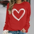 thumbnail image 4 of Qepwscx Womens T Shirts Long Sleeve Red Valentine'S Day Crewneck Sweatshirt Love Heart Printed Womens Blouses Cute Tops Pullover Sweatshirt Graphic Tshirts Holiday Outfits Tee Tops, 4 of 5