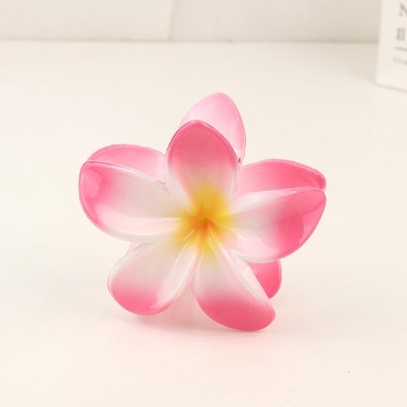 10pcs Plastic Claw Hair Clip Plumeria Hair Accessories for Women Flower Hot Pink 83x40mm
