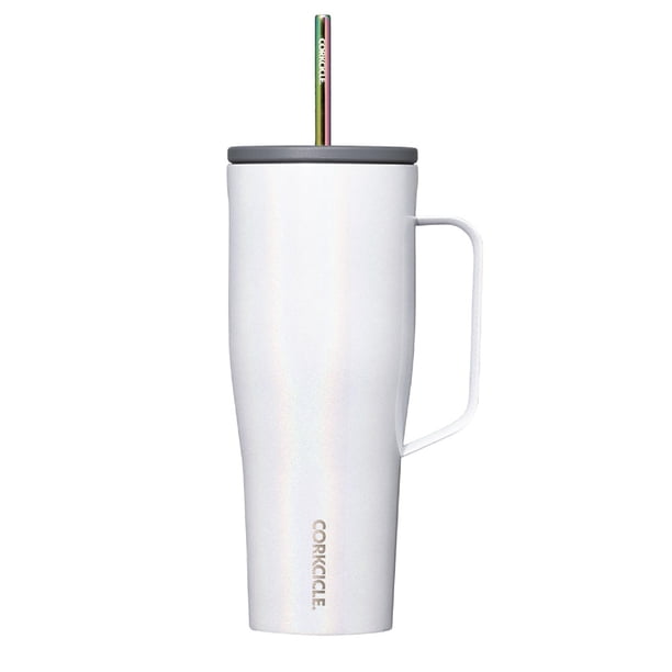 Vaso aislante Corkcicle Cold Cup XL de 30 oz con asa y pajita