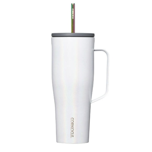 Vaso aislante Corkcicle Cold Cup XL de 30 oz con asa y pajita