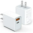 thumbnail image 3 of Bloque de cargador de pared USB C de 20 W, paquete de 2 adaptadores de enchufe de bloque de carga rápido tipo C con puerto dual PD para iPhone 11/12/13/14/15/Pro Max, XS/XR/X, Ipad Pro, AirPods Pro, S, 3 of 4