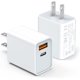 thumbnail image 3 of Bloque de cargador de pared USB C de 20 W, paquete de 2 adaptadores de enchufe de bloque de carga rápido tipo C con puerto dual PD para iPhone 11/12/13/14/15/Pro Max, XS/XR/X, Ipad Pro, AirPods Pro, S, 3 of 4