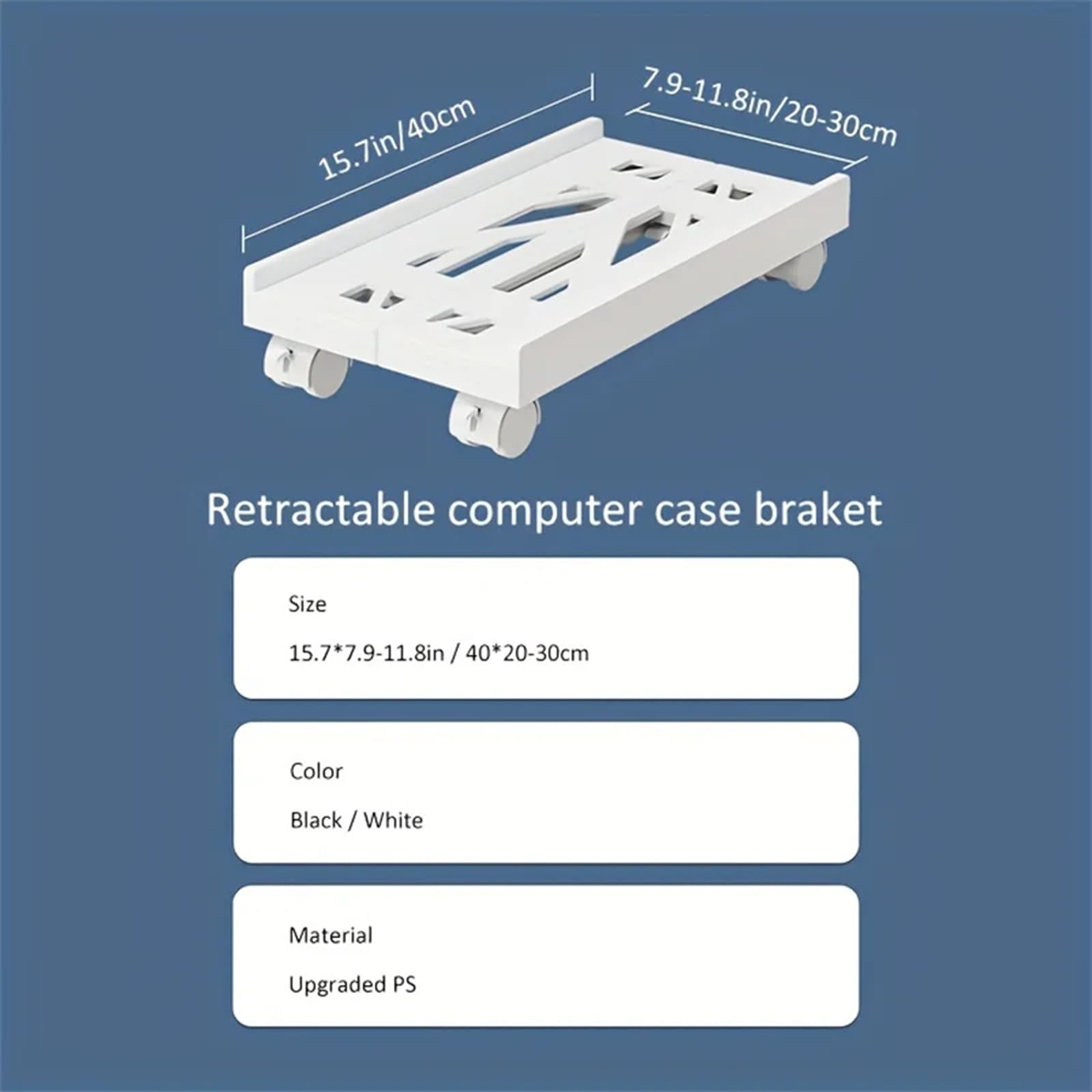 Mobile Computer Tower Stand with Adjustable Wheel Rolling PC Case Holder Enhances Cooling and Flexibility