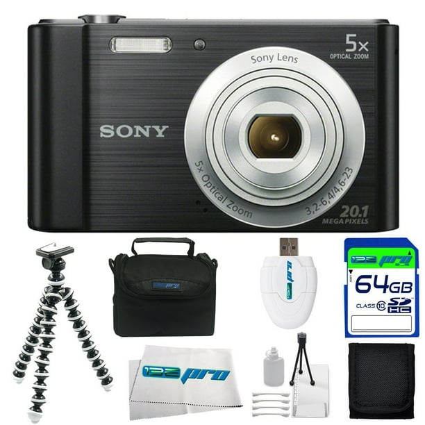 Sony Cyber-shot DSC-W800 Digital Camera (Black) + 64GB Pixi-Basic I3ePro Accessory Bundle