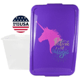 thumbnail image 3 of SimplyKleen 14.5-gal. Reusable Stacking Plastic Storage Containers with Unicorn Print Lids (Pack of 4), 3 of 8