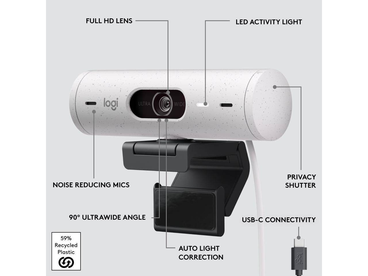 Logitech BRIO 500 Webcam 4 Megapixel 60 fps Off White USB Type C 960-001427