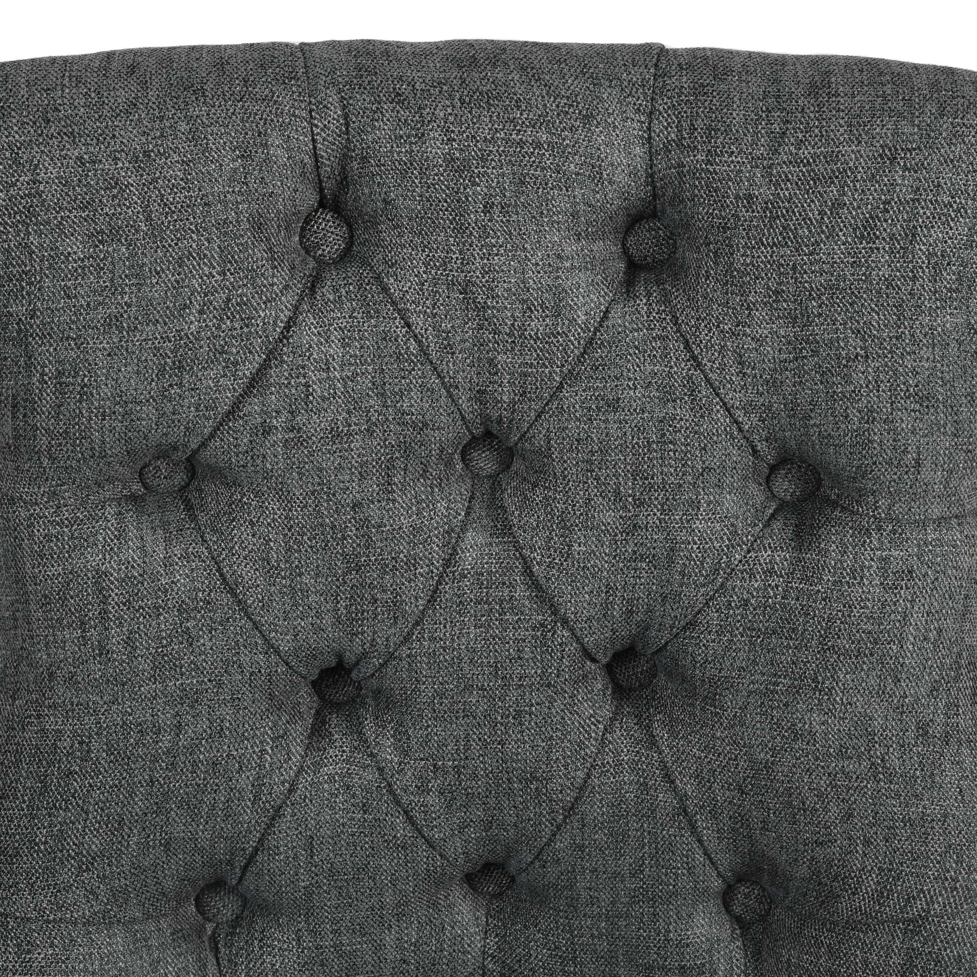 Homy Casa Set of 2 Tufted Upholstered High Back Dining Chairs with Nailhead Trim Charcoal