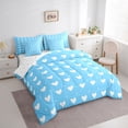 thumbnail image 3 of Homewish Cartoon Heart Print 7-Piece Twin Bedding Sets,Kawaii Loves Pattern Bedding Comforter Set,White Blue Sheet Sets For Girl,Ultra Soft Home Decor Reversible, 3 of 8