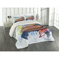 thumbnail image 2 of Ambesonne Colorful Quilted Coverlet 3 Pcs, Rugby Ball Doodle Art, Queen Size, Multicolor, 2 of 4