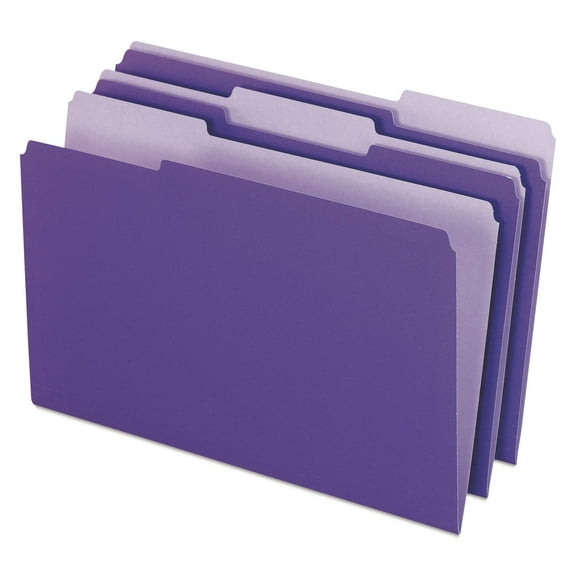 Pendaflex 4350 1/3 VIO 1/3-Cut Assorted Tabs Interior Legal File Folders - Violet (100/Box)