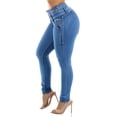 thumbnail image 5 of Moda Xpress Women's Juniors Butt Lifting High Waisted Stretch Blue Skinny Jeans 10800N, 5 of 6