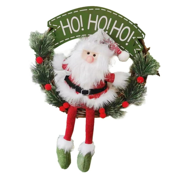 Guirnalda navideña de flores artificiales, decoración del hogar, regalo, manualidades con muñeca Papá Noel