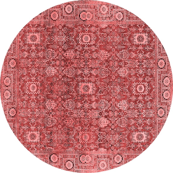 Ahgly Company Indoor Round Oriental Red Industrial Area Rugs, 8' Round