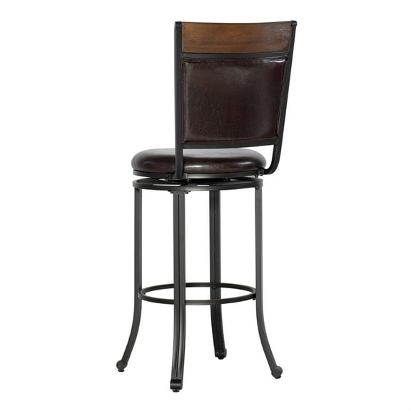 Bowery Hill 3 Piece Metal and Wood Pub Table Set in Rustic Umber Brown