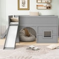thumbnail image 4 of Harper & Bright Designs Full Size Low Loft Bed with Slide and Storage Shelves, Playhouse Wooden Low Loft Bed Frame with Door and Window, Gray, 4 of 13