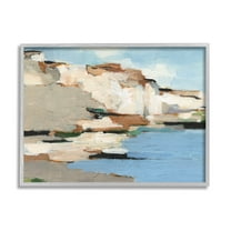 Ocean Cliffs Nature Landscape Landscape Painting Gray Framed Art Print Wall Art