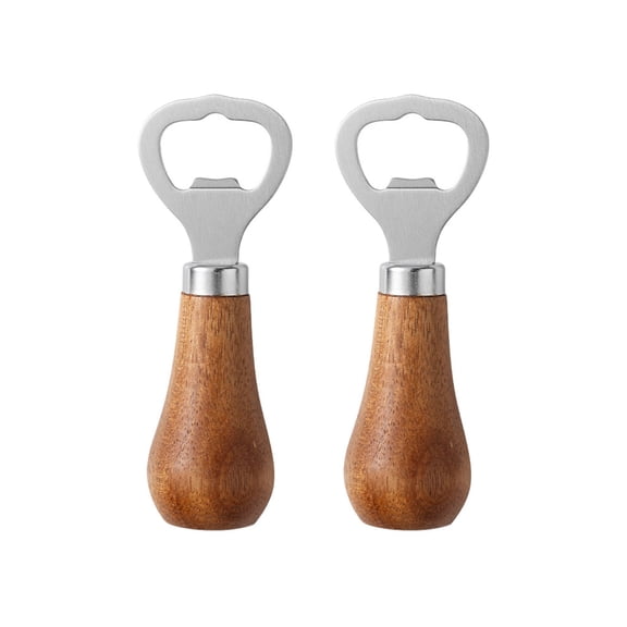 LHNFT 2 Pack Wooden Bottle Opener Walnut Handle Beer Opener Beverage Bottle Opener Opener with Wooden Handle for Beer Lovers for Home Kitchen Bar Restaurant