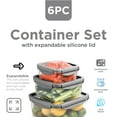 thumbnail image 3 of COOK SAVVY 6-Piece Square Locktop Glass Food Storage Meal Containers Set, Light Gray, 3 of 4
