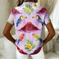 thumbnail image 5 of Sewkxo Hawaiian Shirts for Woman's Floral Print Short Sleeves Lapel Collared Button Down Tropical Beach Blouses 2026 Fashion Baggy Fit Party Holiday Tees,Purple 2XL, 5 of 5