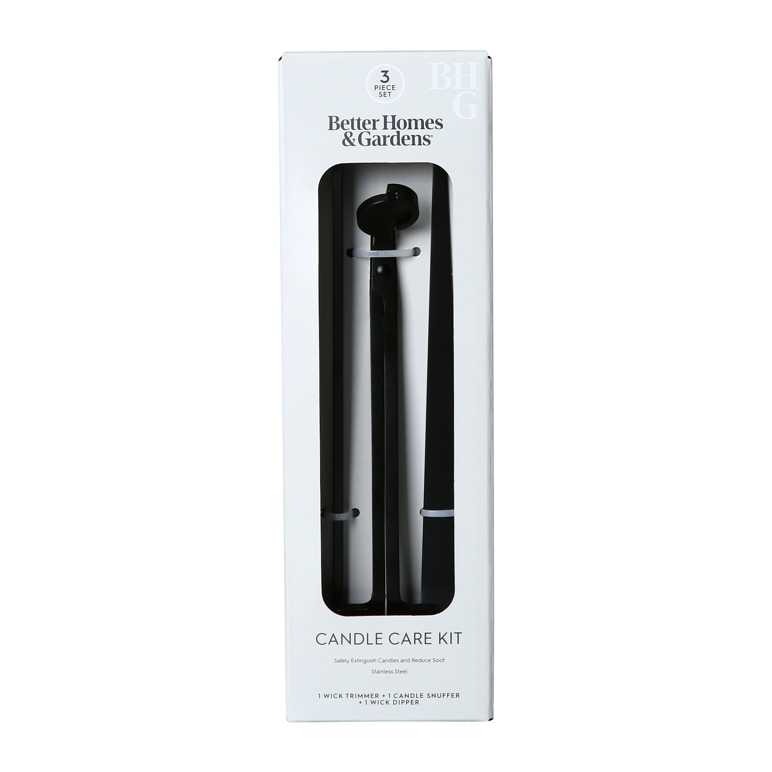 Better Homes & Gardens Black Candle Care Kit - Contemporary Design, Round Shape, Standard Size