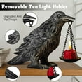 thumbnail image 3 of PYAN-Gothic Home Decor Fake Crow Light Holder Raven Lamp Tealight Candle Holder Resin Statue Half Silver, 3 of 4