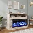 thumbnail image 3 of Vecenuy Fireplace TV Stand for TVs up to 65", Farmhouse 52"Fireplace Entertainment Center with 36" 3-Side Glass Electric Fireplace, TV Console with Open Storage Shelves for Living Room, Antique Brush, 3 of 9