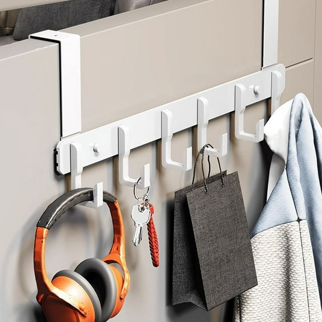 Organizador de ropa para colgar sobre la puerta, con ganchos metálicos, ahorra espacio, diseño moderno, para dormitorio y baño, organizador de una sola fila, acero duradero, instalación sin