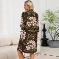 thumbnail image 7 of Women's Robes Zipper Lightweight Soft Womens Bathrobe Zip Up Front 3/4 Sleeve Knee Length Vintage Floral Print Loose Fit Bathrobe Nightgown with Pockets Pink XXXL, 7 of 7