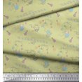 thumbnail image 2 of Soimoi Beige Velvet Fabric Text & Bird Kids Printed Fabric 1 Yard 58 Inch Wide, 2 of 3