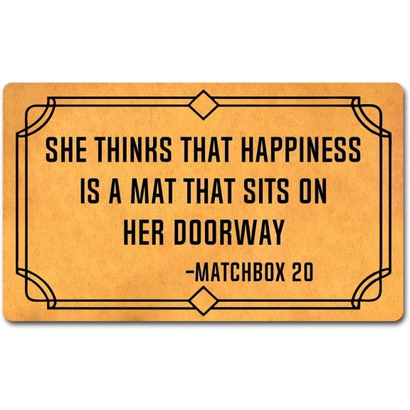 She Thinks Happiness Is a Mat' Doorway Mats for Front Door Entry Front Porch Doormat Non-Slip Carpet Rugs Floor Mat Decorative for Home Bathroom Kitchen Indoor 16x24 Inch