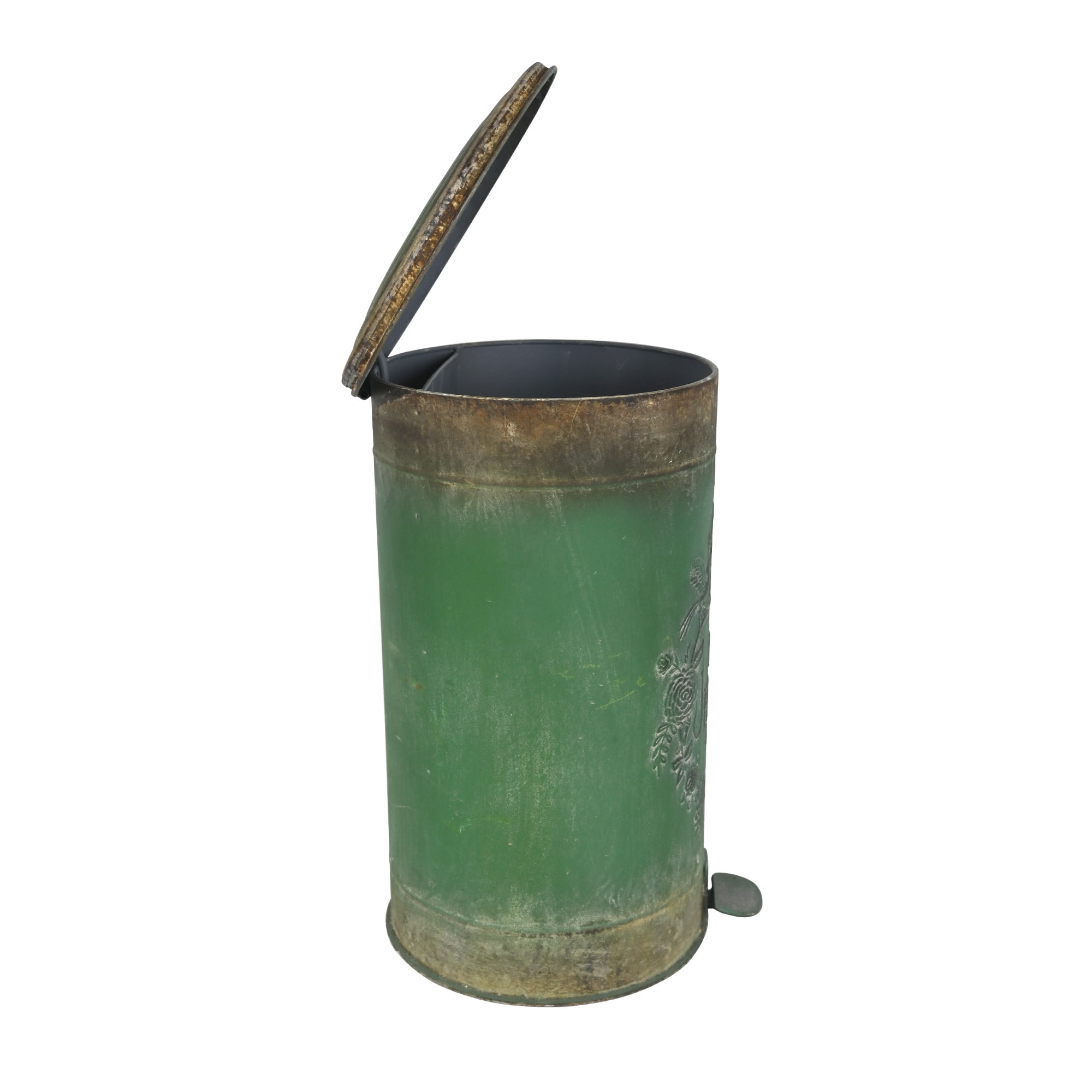Vintage Metal Step On Trash Can With Lid 4.5 Gallon Farmhouse Rustic Garbage Can Waste Bin for Kitchen Bathroom Bedroom Porch