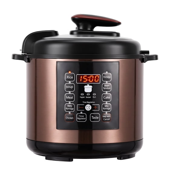 6.5 Quart Electric Pressure Cooker, 12-in-1 Multi-Functional Slow Cooker, Rice Cooker, Saute Pan, Soup Pot, Egg Cooker, Warmer, Preset Cooking, Gold Stainless Steel